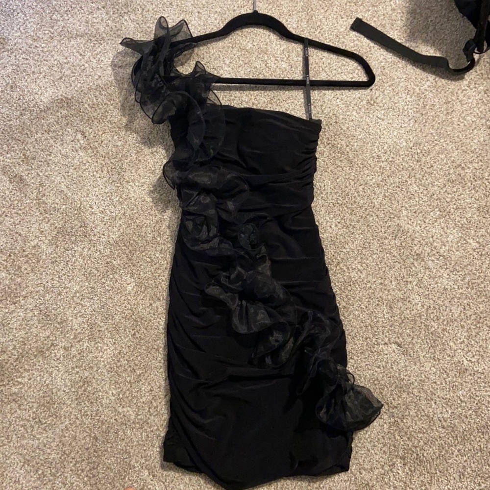 Black tight dress one shoulder